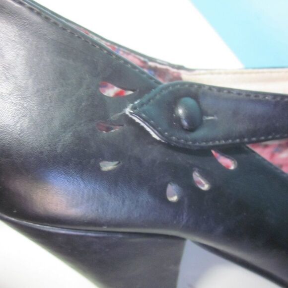 Bettie Page Shoes by Ellie Women Size 7 Black Leather Mary Jane Strap 3.5" Heels - Picture 11 of 15